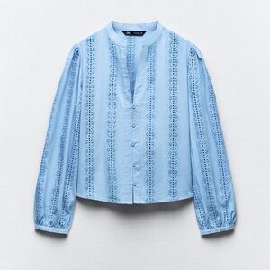 Zara Embroidered Eyelet Blouse